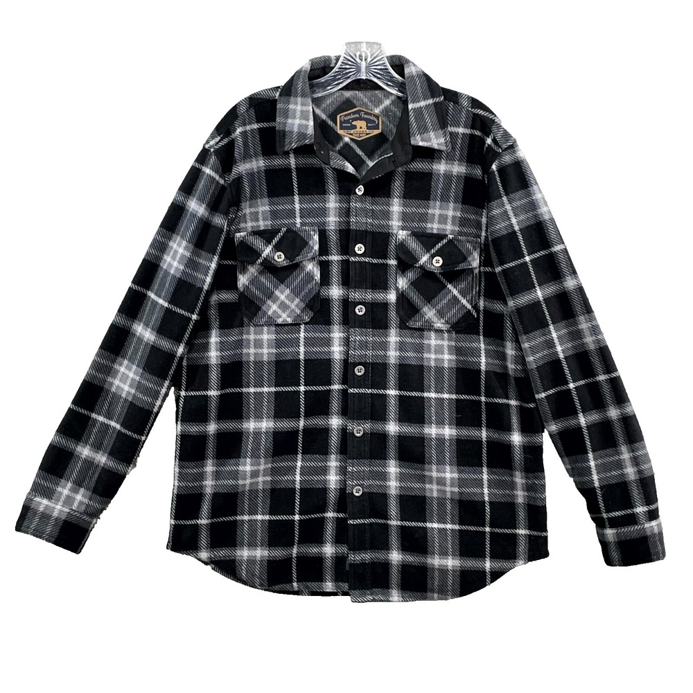 Freedom Foundry Shacket Mens Medium Black Plaid Fleece Outdoor Hunting Camping